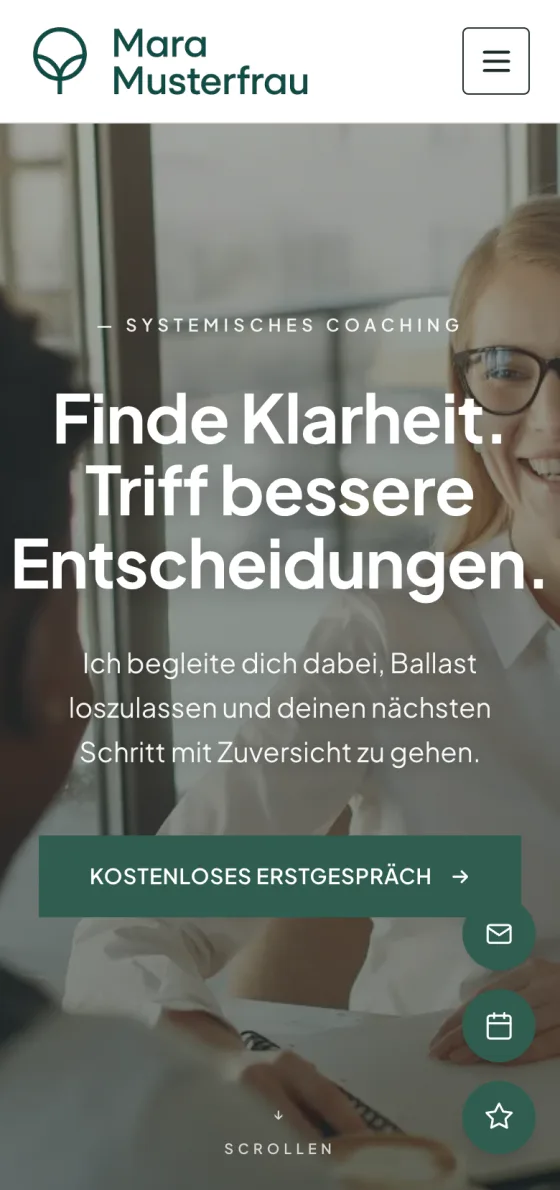 Dieselbe Coach-Website auf dem Smartphone