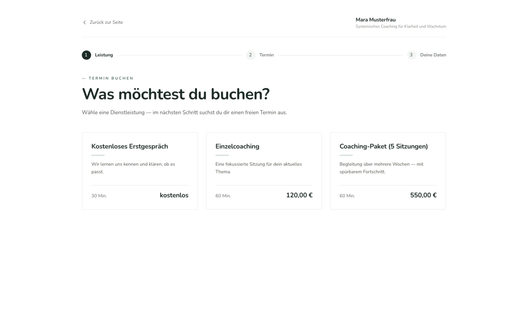 Online-Buchung in Coachseite