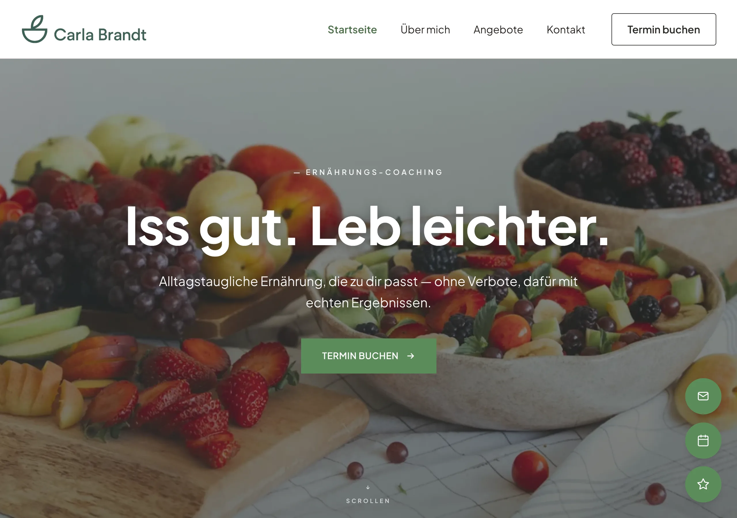 Website eines Ernährungs-Coachings, gebaut mit Coachseite
