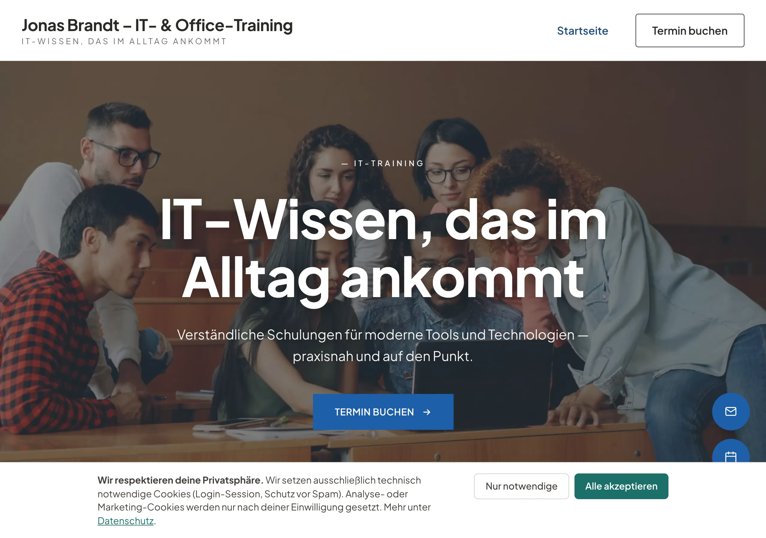 Website eines IT-Trainers, gebaut mit Coachseite