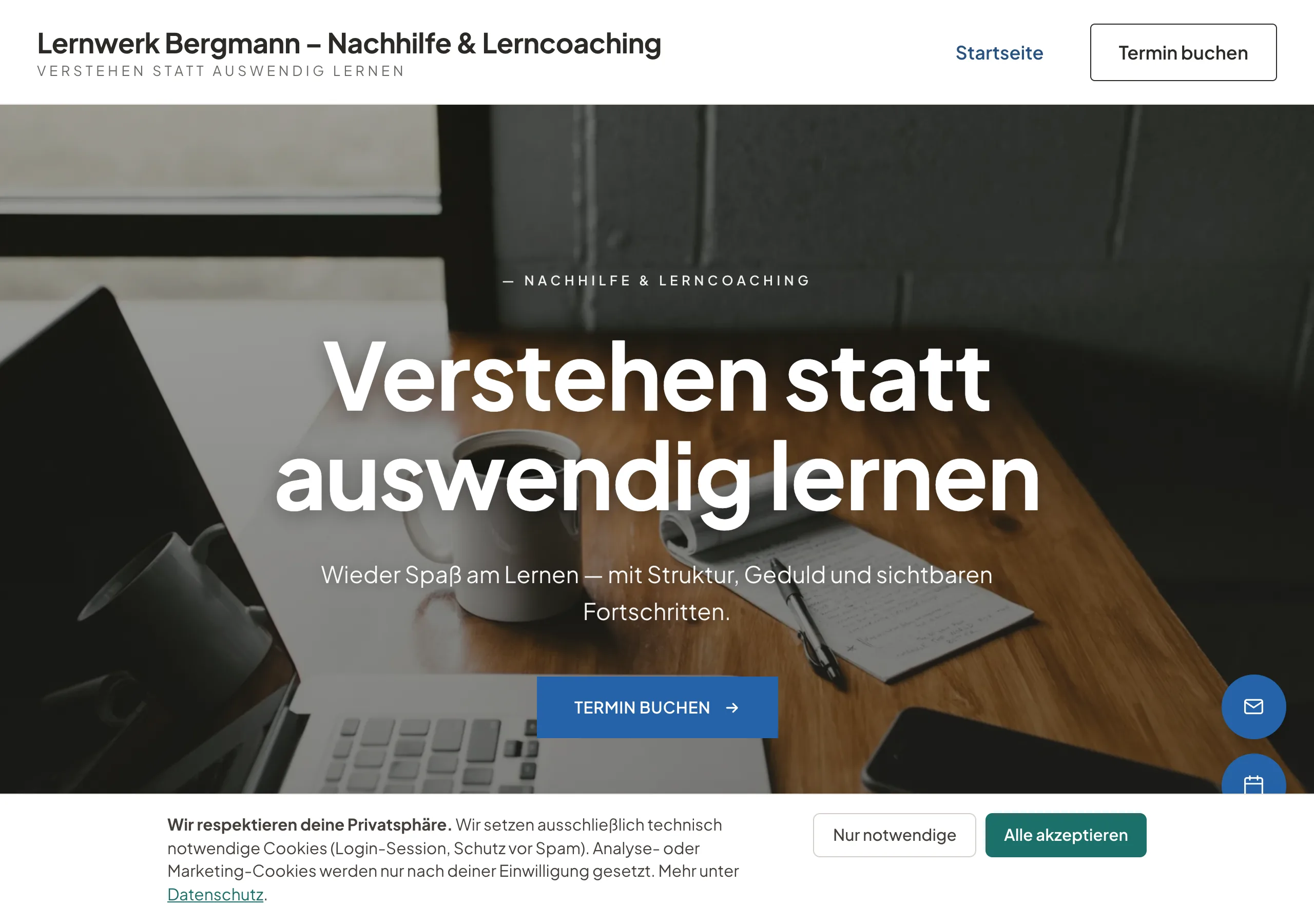 Website eines Lerncoachings, gebaut mit Coachseite