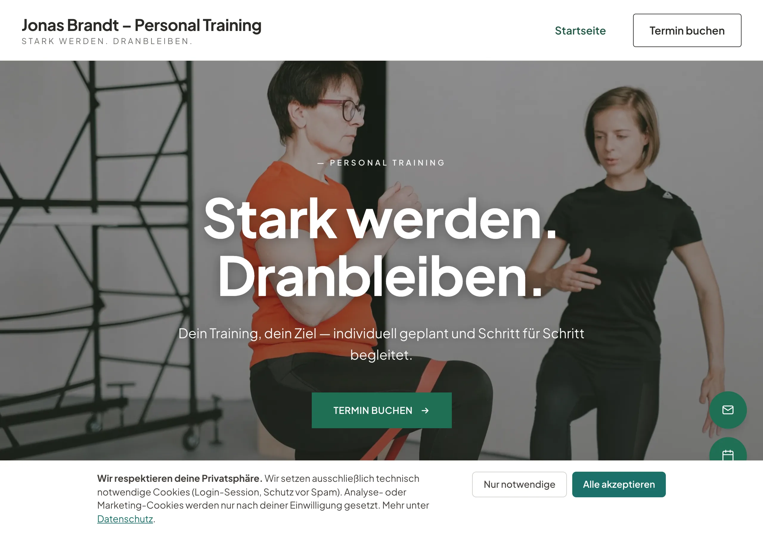 Website eines Personal Trainers, gebaut mit Coachseite