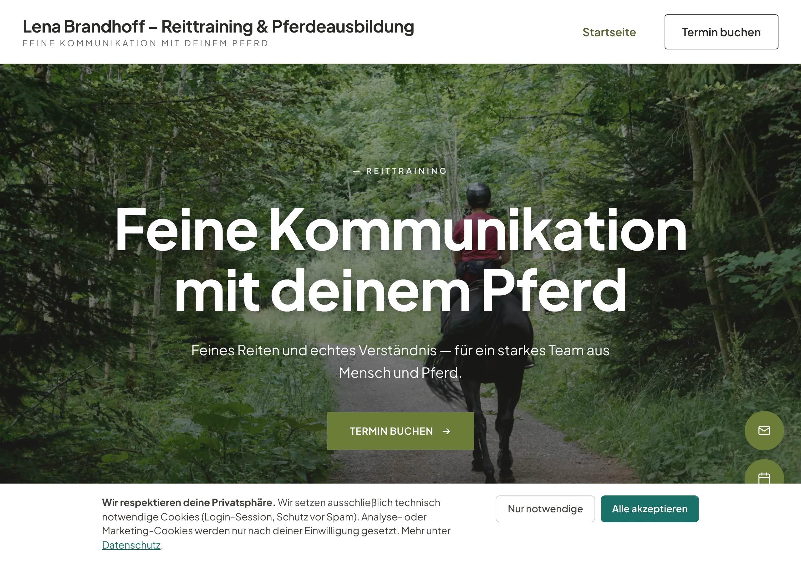 Website eines Reittrainers, gebaut mit Coachseite