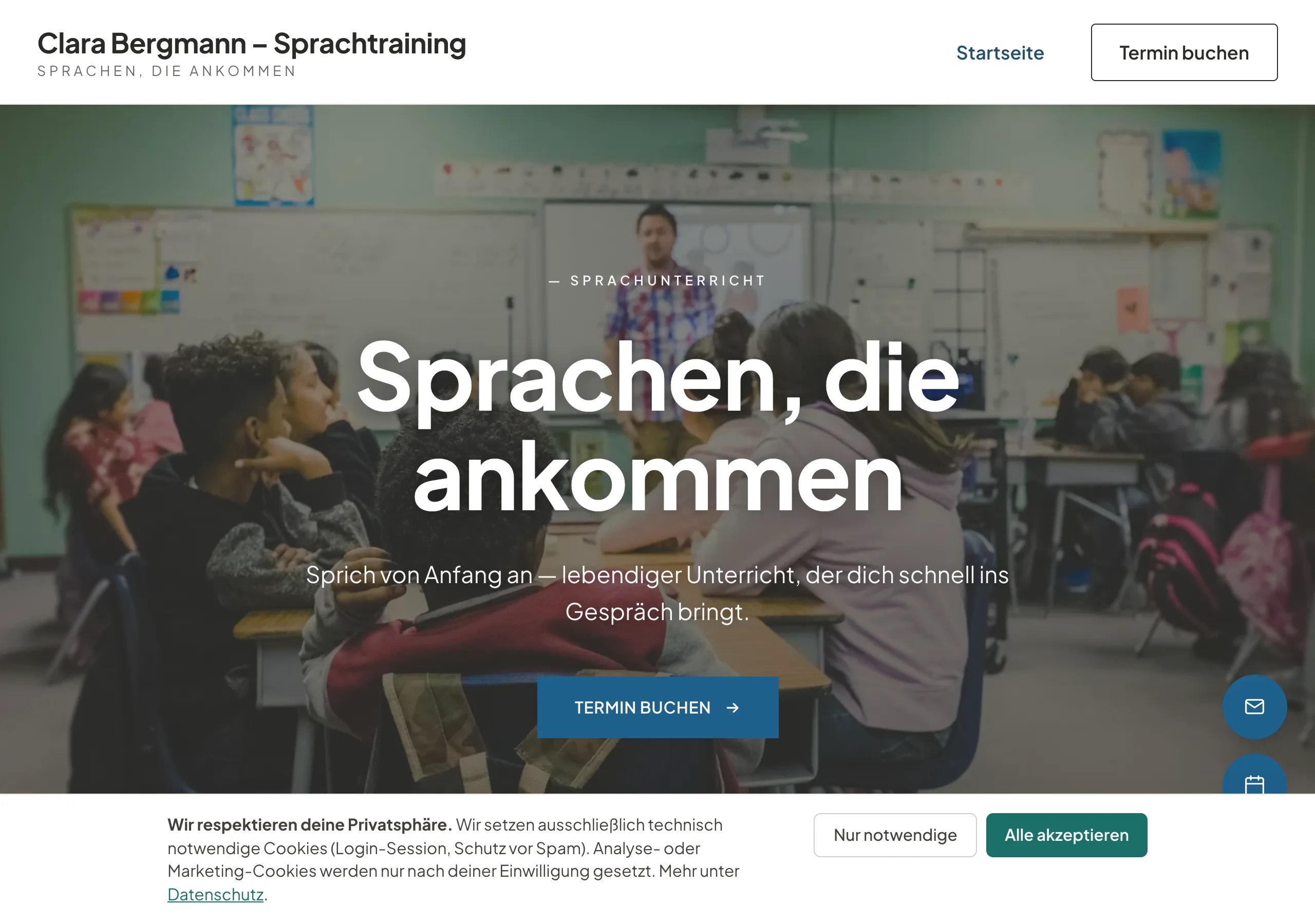 Website einer Sprachlehrerin, gebaut mit Coachseite
